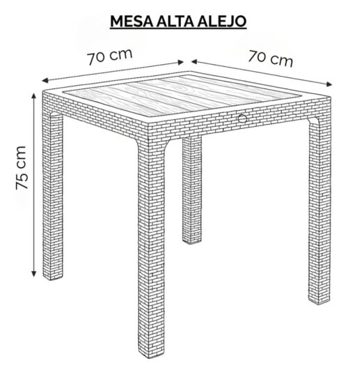 Juego 4 Sillas Con Apoya Brazos Simil Ratan + Mesa Simil Ratan 70X70 - Imagen 4