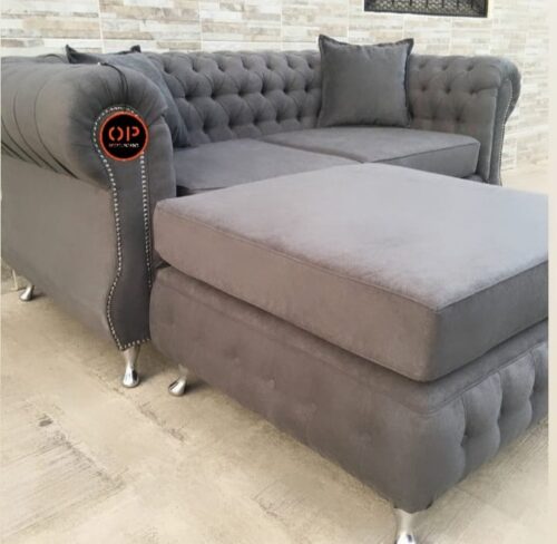 Sillon Chester 2 Cuerpos180X90 + Camastro Pana O Chenille- Colores A Eleccion